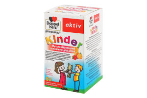 Комплекс мультивітаміний Kinder з смаком малини та апельсину 60пастилок жувальних Doppelherz Aktiv