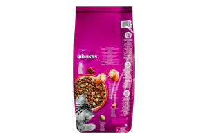 Корм сухой полнорационный для взрослых котов С говядиной Whiskas кг
