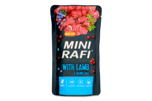 Корм полнорационный для взрослых собак малых пород с ягненком Rafi д/п 150г