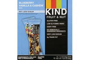 KIND Fruit & Nut Bar Blueberry Vanilla & Cashew - 12 CT