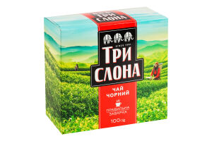 Чай чорний байховий листовий Три слона в/с к/у 100г