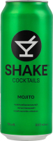 Напій слабоалкогольний 500мл 7% сильногазований Мохіто Cocktails Shake з/б