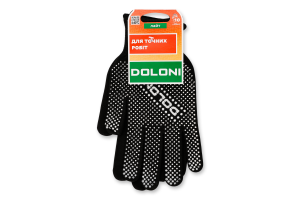 Рукавички чорні трикотажні з ПВХ мікрокрапкою арт4410 Долоні