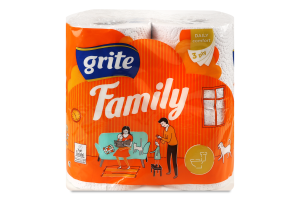 Бумага туалетная 3 слоя Family Grite 4шт