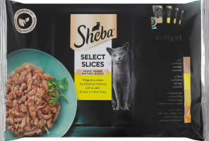 Набір кормів консервованих для котів з качкою, з куркою, з домашньою птицею, з качкою та індичкою Sheba м/у 4х85г