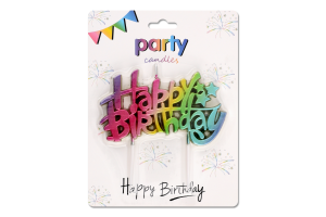 Свеча-топпер разноцветная 8х8.5см №KYYW153 Happy Birthday Fenglin 1шт