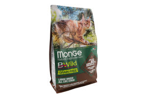 Корм сухой для взрослых котов крупных пород с мясом буйвола BWild Natural superpremium Monge м/у 1.5кг