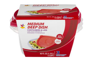 Ahold Medium Deep Dish Containers & Lids - 3 CT