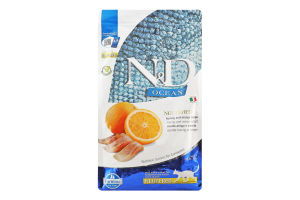 Корм д/стерилізованих котів N&D беззерновий з оселедцем та апельсином сухий 1,5кг Farmina