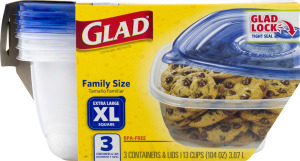 Glad Family Size Extra Large Square Containers & Lids - 3 CT