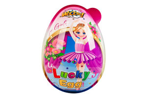 Яйцо пластиковое для девочки с конфетами и сюрпризом Lucky egg Wooow п/у 80г в ассорт