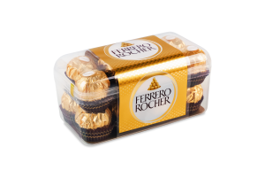 Цукерки вафельні покриті молочним шоколадом та подрібненими лісовими горіхами з начинкою Ferrero Rocher п/у 200г