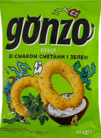 Кільця кукурудзяні зі смаком сметани і зелені Gonzo м/у 40г