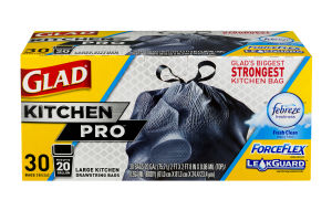 Glad Kitchen Pro Febreze Freshness 20 Gallon Kitchen Drawstring Bags - 30 CT