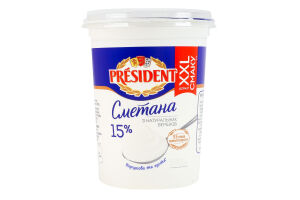 Сметана 15% President ст 500г