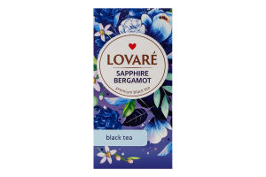Бленд чаю чорного цейлонського та кенійського байхового дрібного Sapphire bergamot Lovare к/у 24х2г