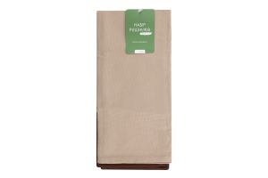 Набір рушників кухонних Суцвіття бежевий/шоколад напівпанама 40*60см 2шт Homeline