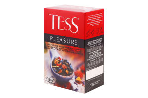 Чай Pleasure чорний з шипшиною яблуком пелюстками квітів та ароматомтропічних фруктів листовий 90г Tess