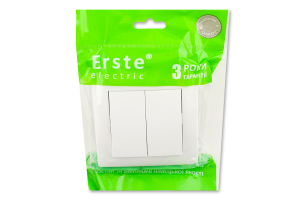 Вимикач білий двоклавішний Ерсте