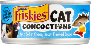 Friskies Cat Food Cat Concoction With Cod in Cheesy Bacon Flavored Sauce