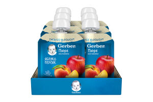 Пюре фруктовое для детей от 6мес пастеризованное витаминизированное Яблоко-персик Gerber д/п 90г