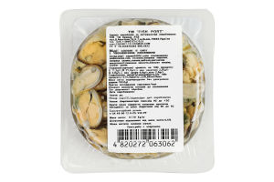 Мидии соленые в масле с чесночной посыпкой Fish Port лоток 0.17кг