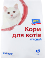 Корм сухой полнорационный для взрослых кошек мясной aro м/у 400г