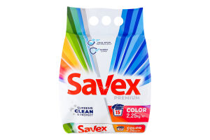 Средство моющее порошкообразное для автоматической стирки Color Premium Savex 2.25кг