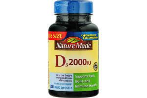Nature Made D3 2000 IU Liquid Softgels - 250 CT