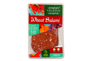 Сейтан Wheat salami з спеціями натуральне копчення нарізка 100г в/у Vegetus