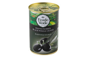 Оливки чорні з кісточкою консервовані стерилізовані Feudo Verde з/б 300г