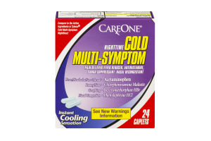 CareOne Nighttime Cold Multi-Symptom Caplets - 24 CT