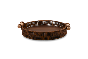 Таця плетена з ручками бамбукове дно 25см