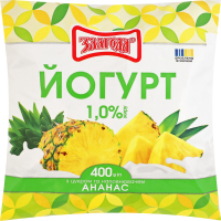 Йогурт 1% з цукром та наповнювачем Ананас Злагода м/у 400г