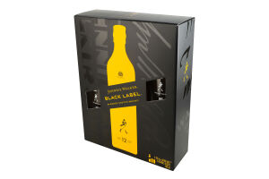 Набор Виски 0.7л 40% Black label + 2 стакана Johnnie Walker к/у 3шт