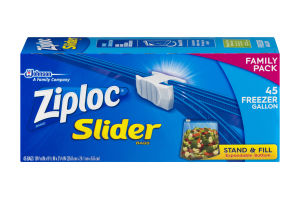 Ziploc Slider Stand & Fill Bags Freezer Gallon - 45 CT