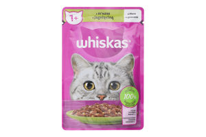 Корм консервований для дорослих котів повнораціонний З ягням в желе Whiskas д/п 85г