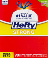 Hefty Strong 13 Gallon Tall Kitchen Drawstring Bags - 90 CT