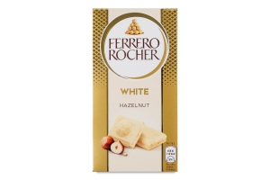 Шоколад белый с ореховой начинкой и измельченными лесными орехами Ferrero Rocher к/у 90г