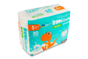 Трусики-підгузники для дітей 12-17кг 5 3D Soft Dinobaby 30шт