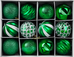 Набір куль новорічних зелених 6см 12шт KYYW098/2