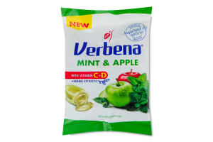 Цукерки м'які з вітамінами та м'ятно-яблучною начинкою Verbena м/у 60г