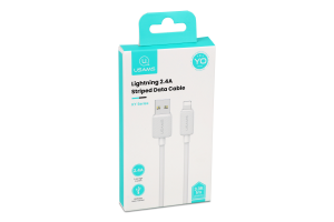 Дріт для зарядки та передачі даних білого кольору 2.4А 1м №SJ689USB02 Lightning Usams 1шт