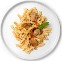 Макароны отварные с мясом