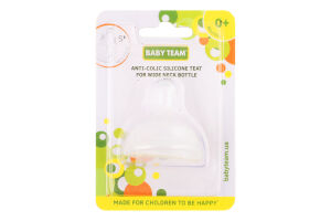 Соска силиконовая от коликов для бутылочек с широким горлом №2025 Baby Team 1шт