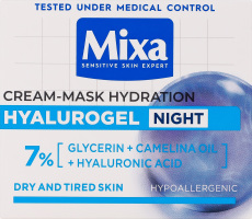Крем-маска для сухої зневодненої шкіри обличчя нічний зволожуючий Hydrogel Mixa 50мл