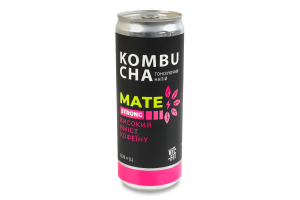 Напій бродіння фільтрований непастеризований з цукром Mate Strong Kombucha Vit-Fit з/б 0.33л