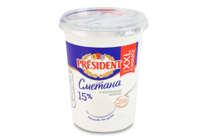 Сметана 15% President ст 500г