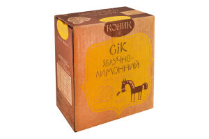 Сік неосвітлений пастеризований яблучно-лимонний Коник к/у 3л