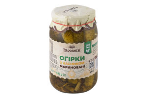 Огірки мариновані з часником консервовані пастеризовані Dworek с/б 860г